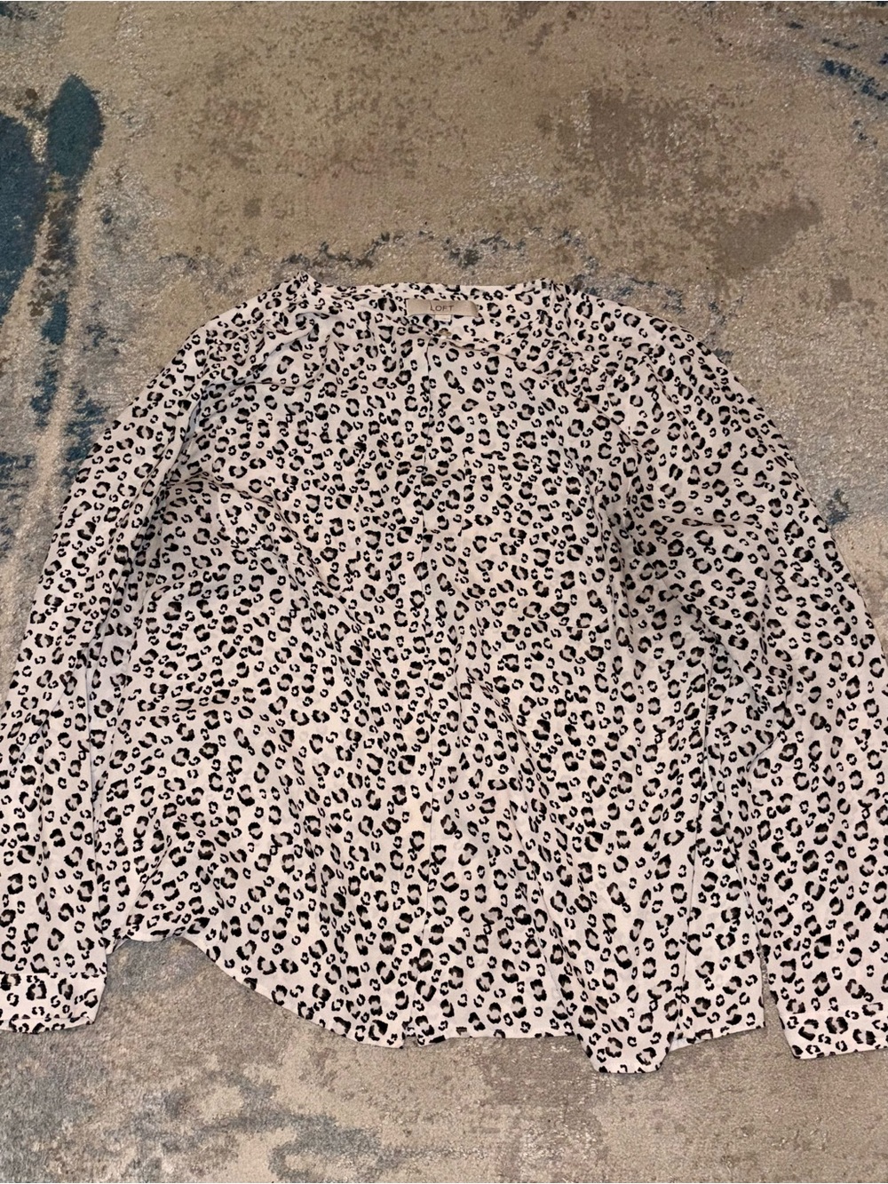 LOFT Leopard Print Blouse in Black and Cream